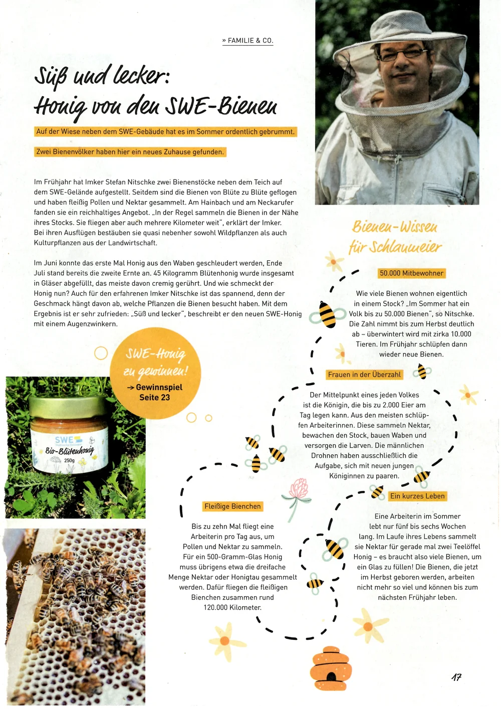 Artikel aus dem Kundenmagazin der Stadtwerke Esslingen über die SWE-Bienen